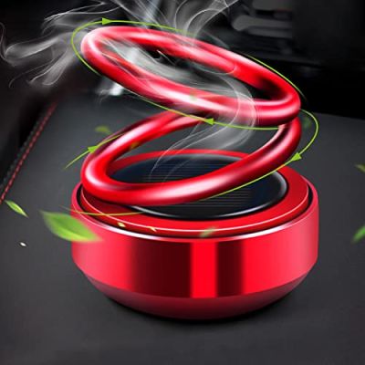 The Cosmetic Town Solar Car Fragrance Double Ring Rotating Car Air Fresher (Red)